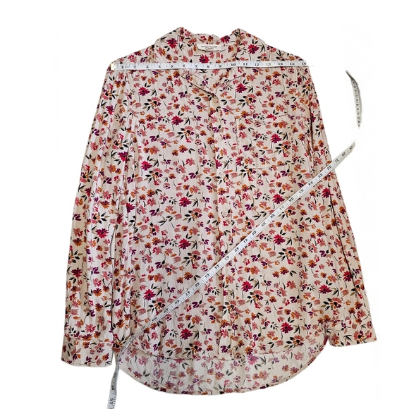 Beach Lunch Lounge Floral Button Down Shirt - Pink Orange Cream Brown Mulitcolor - Picture 8 of 13